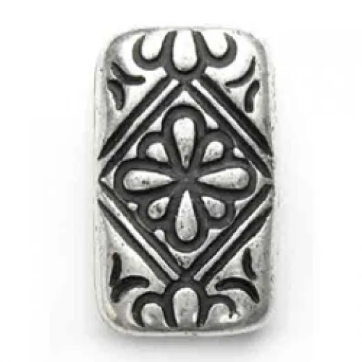 20x12mm Flat Tablet Flower Antique Silver Bead, Pack of 2 20x12mm Flat Tablet Flower Antique Silver Bead, Pack of 2