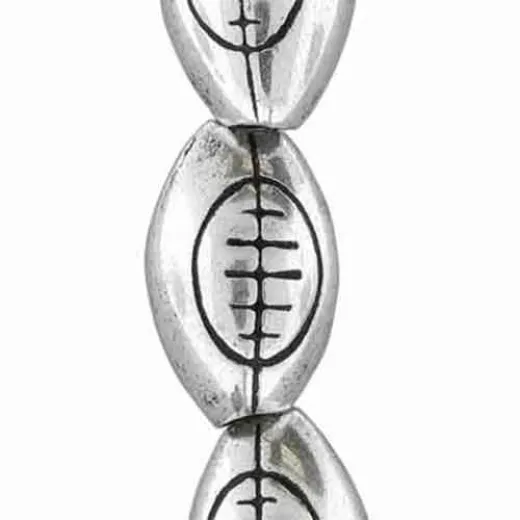 18x12mm Large Football Antique Silver Beads, Pack of 10 18x12mm Large Football Antique Silver Beads, Pack of 10