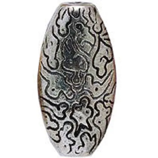 39mm Oval Shaped Patterned Antique Silver Bead 39mm Oval Shaped Patterned Antique Silver Bead