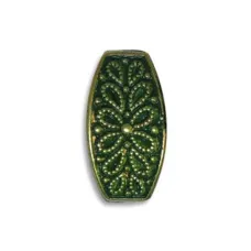 16x8mm Fancy Squared Oval Green Patina Brass Bead, Pack of 2 pcs