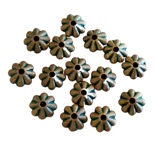 3 x 6mm Corrugated Green Patina Brass Bead, Pack of 15 3 x 6mm Corrugated Green Patina Brass Bead, Pack of 15