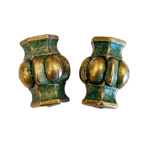 18x13mm Domed Barber Pole Green Patina Bead, BH1073/GPB, Pack of 2. 18x13mm Domed Barber Pole Green Patina Bead, BH1073/GPB, Pack of 2.