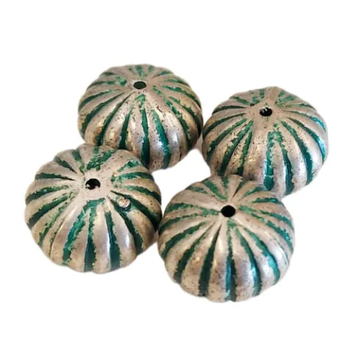 14mm Flattened Onion Green Patina Bead, Pack of 4 14mm Flattened Onion Green Patina Bead, Pack of 4