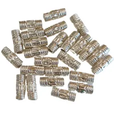 8mm Silver Plated Tube Beads, Approx. 25 pcs