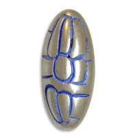 12x12mm Flowered Oval Blue Denim Bead, pack of 2