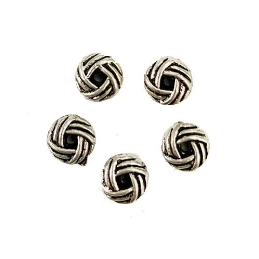 Antique Silver Tibetan Style French Knot Beads, 6.5mm, Pack of 10