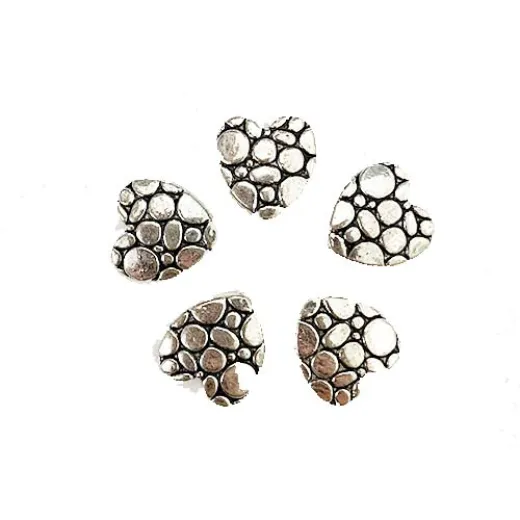 Antique Silver Tibetan Style Heart Beads, Pack of 25 Antique Silver Tibetan Style Heart Beads, Pack of 25