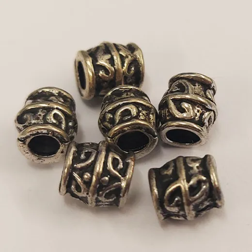 Tibetan Style Large Hole Barrel Spacer Beads, 8mm, Pack of 6 Tibetan Style Large Hole Barrel Spacer Beads, 8mm, Pack of 6