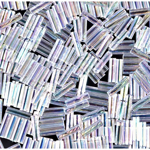 Crystal AB Bugle Beads 6mm, Approx 100 Grams Crystal AB Bugle Beads 6mm, Approx 100 Grams