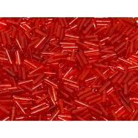 Transparent Light Red Bugle Beads 6mm, Approx 12.5 Grams Transparent Light Red Bugle Beads 6mm, Approx 12.5 Grams