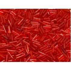 Transparent Light Red Bugle Beads 6mm, Approx 100 Grams