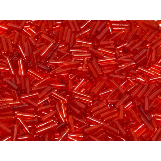 Transparent Light Red Bugle Beads 6mm, Approx 12.5 Grams Transparent Light Red Bugle Beads 6mm, Approx 12.5 Grams