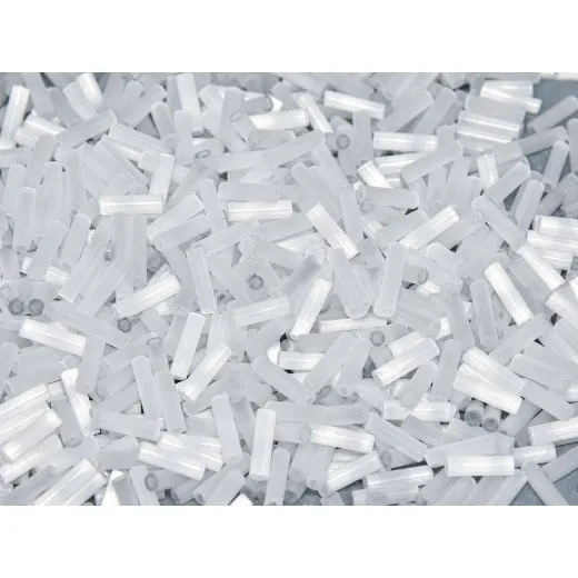 Crystal Silk Satin Bugle Beads 6mm, Approx 100 Grams Crystal Silk Satin Bugle Beads 6mm, Approx 100 Grams
