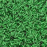 Silver Lined Green Miyuki Bugle Beads 6mm, Approx 12.5 Grams