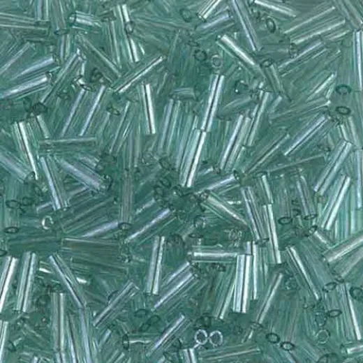 Transparent Seafoam Luster Miyuki Bugle Beads 6mm, Approx 12.5 Grams Transparent Seafoam Luster Miyuki Bugle Beads 6mm, Approx 12.5 Grams