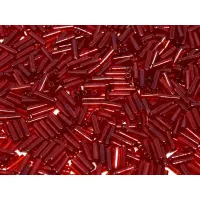 Transparent Red Bugle Beads 6mm, Approx 12.5 Grams Transparent Red Bugle Beads 6mm, Approx 12.5 Grams