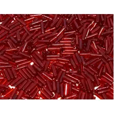 Transparent Red Bugle Beads 6mm, Approx 100 Grams