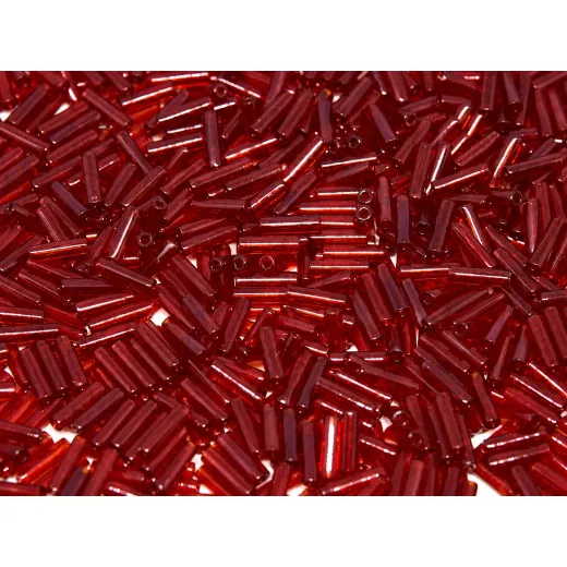 Transparent Red Bugle Beads 6mm, Approx 100 Grams Transparent Red Bugle Beads 6mm, Approx 100 Grams