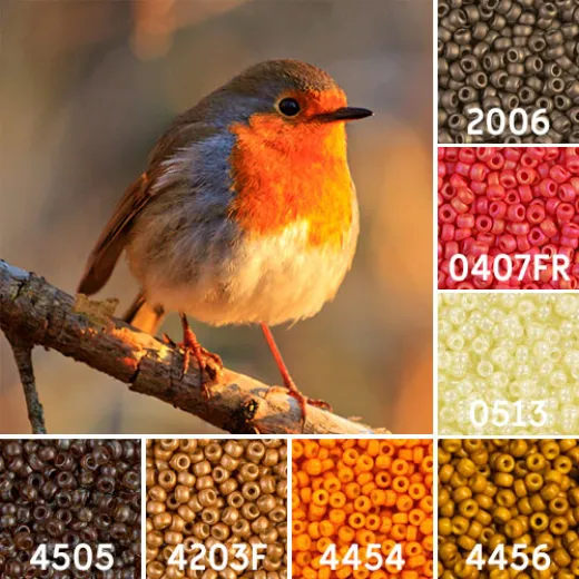 Robin Great British Birds Colour Inspiration Miyuki 8/0 Seed Bead Collection Robin Great British Birds Colour Inspiration Miyuki 8/0 Seed Bead Collection