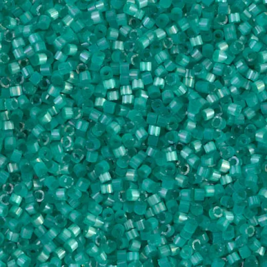 DB1813 Aqua Green Dyed Satin Silk, Size 11/0 Miyuki Delica Beads, wholesale pack of 50g approx. DB1813 Aqua Green Dyed Satin Silk, Size 11/0 Miyuki Delica Beads, wholesale pack of 50g approx.