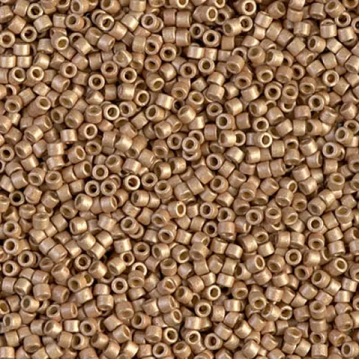 DB1834F Duracoat Galvanised Matte Champagne, Colour Code 1834F, Size 11/0 Miyuki Delica Beads, 5.2g approx. DB1834F Duracoat Galvanised Matte Champagne, Colour Code 1834F, Size 11/0 Miyuki Delica Beads, 5.2g approx.