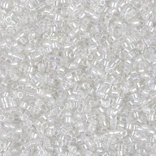 DB1671 Pearl Lined Crystal AB, Size 11/0 Miyuki Delica Beads, 5.2g approx. 