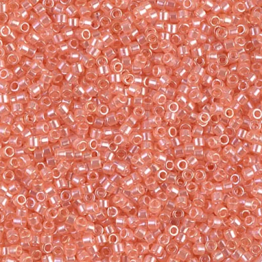 DB1480 Transparent Peach Luster, Size 11/0 Miyuki Delica Beads, 5.2g approx. *Being discontinued by Factory* DB1480 Transparent Peach Luster, Size 11/0 Miyuki Delica Beads, 5.2g approx. *Being discontinued by Factory*