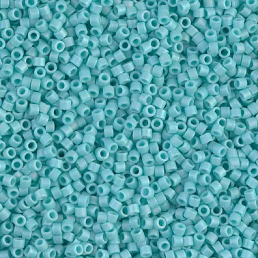 DB1595 Matted Opaque Sea Opal AB, Size 11/0 Miyuki Delica Beads, 5.2g approx. DB1595 Matted Opaque Sea Opal AB, Size 11/0 Miyuki Delica Beads, 5.2g approx.
