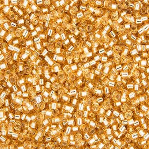 DBL0042 Gold Silver Lined Size 8/0 Miyuki Delica Beads, Colour Code 0042, 5.2g approx. DBL0042 Gold Silver Lined Size 8/0 Miyuki Delica Beads, Colour Code 0042, 5.2g approx.