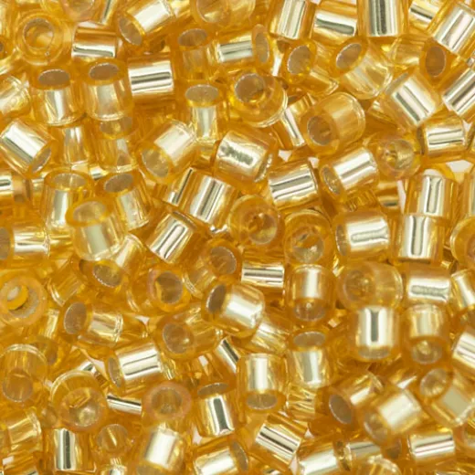 DB0042 Gold Silver Lined Size 11/0 Miyuki Delica Beads, 5.2g approx. DB0042 Gold Silver Lined Size 11/0 Miyuki Delica Beads, 5.2g approx.