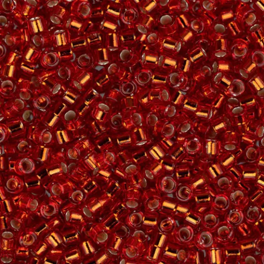 DBS0043 Silver Lined Red/Orange Colour 0043 Size 15/0 Miyuki Delica Beads, 5.2g approx. DBS0043 Silver Lined Red/Orange Colour 0043 Size 15/0 Miyuki Delica Beads, 5.2g approx.