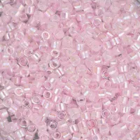DB0055 Pale Pink Lined AB-Dyed, Size 11/0 Miyuki Delica Beads, 5.2g approx.