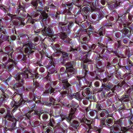 DBM0056 Magenta AB Lined-Dyed, Size 10/0 Miyuki Delica Beads, Colour code -56 - 5.2g Bag DBM0056 Magenta AB Lined-Dyed, Size 10/0 Miyuki Delica Beads, Colour code -56 - 5.2g Bag