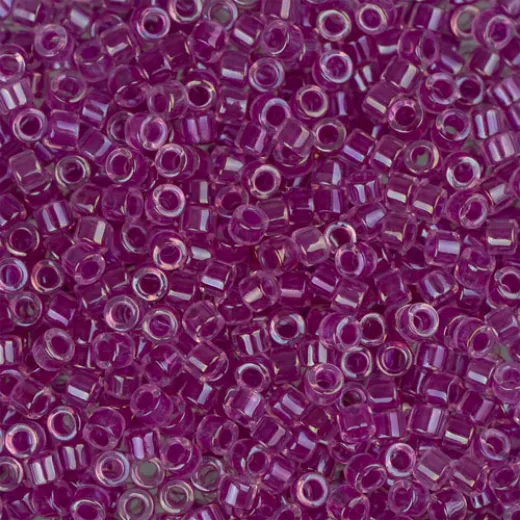 DB0074 Light Fuchsia AB Lined-Dyed, Size 11/0 Miyuki Delica Beads, 5.2g approx. DB0074 Light Fuchsia AB Lined-Dyed, Size 11/0 Miyuki Delica Beads, 5.2g approx.