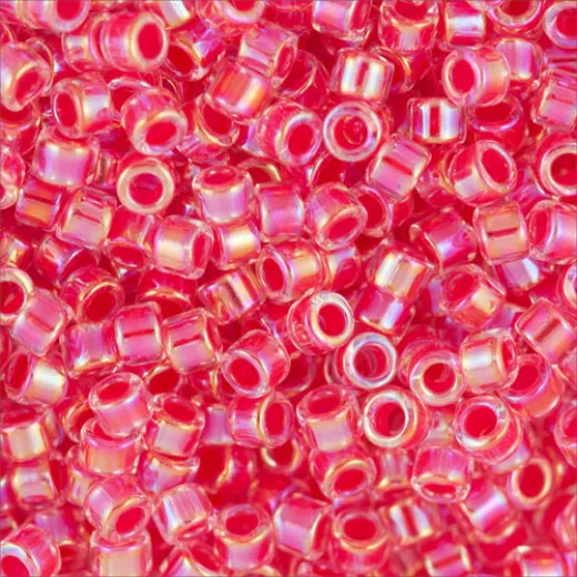 DB0075 Dark Rose AB Lined-Dyed, Size 11/0 Miyuki Delica Beads, 5.2g approx. DB0075 Dark Rose AB Lined-Dyed, Size 11/0 Miyuki Delica Beads, 5.2g approx.