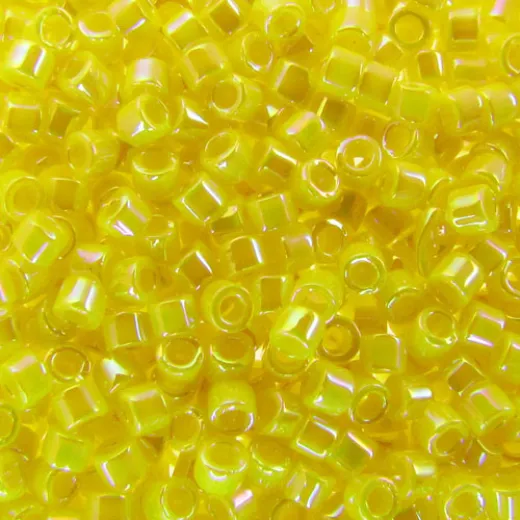 DBM0160 Yellow Opaque AB, Size 10/0 Miyuki Delica Beads, Colour code -160 - Approx. 5.2g DBM0160 Yellow Opaque AB, Size 10/0 Miyuki Delica Beads, Colour code -160 - Approx. 5.2g
