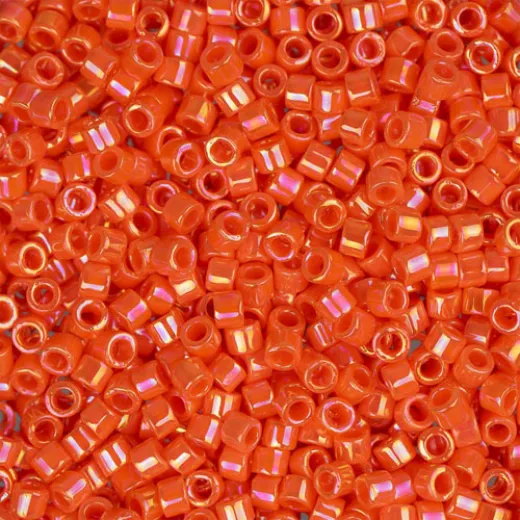 DBM0161 Orange Opaque AB, Size 10/0 Miyuki Delica Beads, Colour code -161 - 50g Bag DBM0161 Orange Opaque AB, Size 10/0 Miyuki Delica Beads, Colour code -161 - 50g Bag