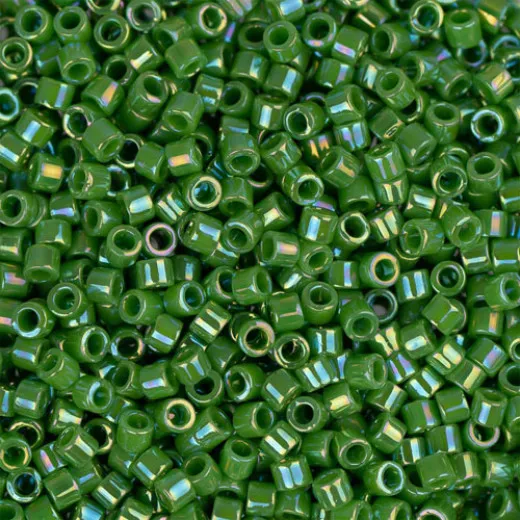 DBM0163 Green Opaque AB, Size 10/0 Miyuki Delica Beads, Colour code -163 - Approx. 5.2g DBM0163 Green Opaque AB, Size 10/0 Miyuki Delica Beads, Colour code -163 - Approx. 5.2g