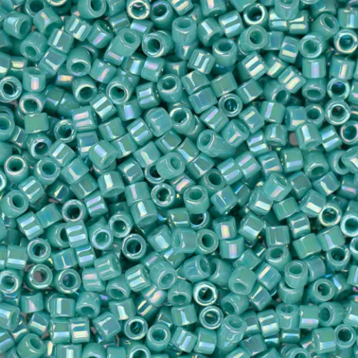 DBM0166 Turquoise Opaque AB, Size 10/0 Miyuki Delica Beads, Colour code -0166 - wholesale bag of 50g DBM0166 Turquoise Opaque AB, Size 10/0 Miyuki Delica Beads, Colour code -0166 - wholesale bag of 50g