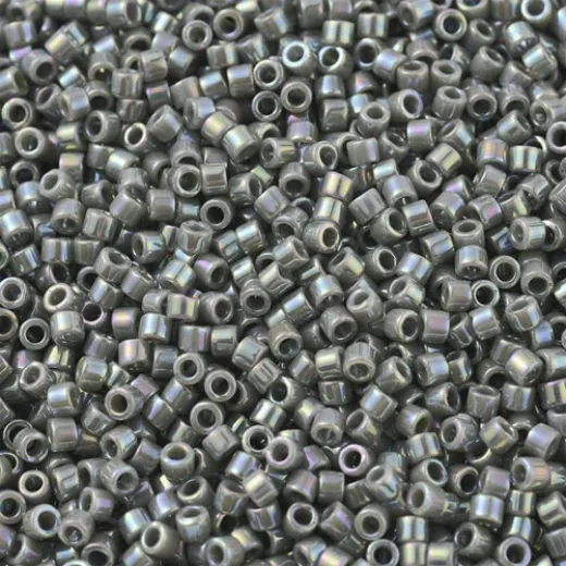 DB0168 Grey Opaque AB, Size 11/0 Miyuki Delica Beads, 5.2g approx.