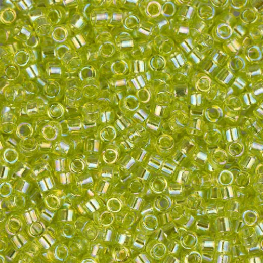 DBM0174 Chartreuse Transparent AB, Size 10/0 Miyuki Delica Beads, Colour code -0174, Wholesale pack of 50g DBM0174 Chartreuse Transparent AB, Size 10/0 Miyuki Delica Beads, Colour code -0174, Wholesale pack of 50g