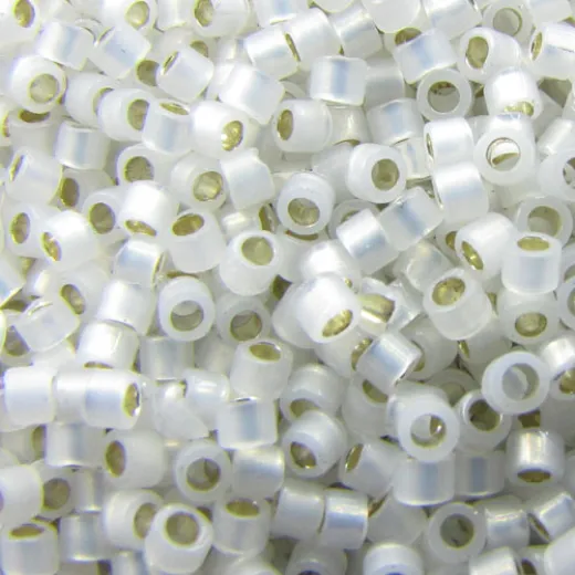 DBS0221 Gilt Lined White Opal Miyuki 15/0 Miyuki Delica Beads, colour 0221, 5.2g approx. DBS0221 Gilt Lined White Opal Miyuki 15/0 Miyuki Delica Beads, colour 0221, 5.2g approx.