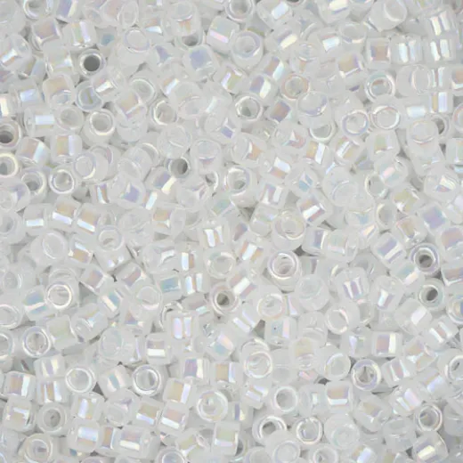 DB0222 White Opal AB, Size 11/0 Miyuki Delica Beads, 5.2g approx. DB0222 White Opal AB, Size 11/0 Miyuki Delica Beads, 5.2g approx.