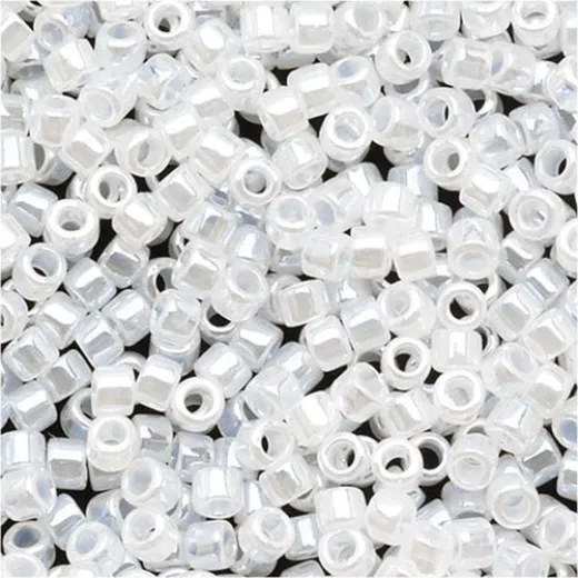 DBM0231 Miyuki Miyuki Delica Beads Beads Crystal White Ceylon, Size 10/0 Miyuki Delica Beads, Colour code -231 - Approx. 5.2g DBM0231 Miyuki Miyuki Delica Beads Beads Crystal White Ceylon, Size 10/0 Miyuki Delica Beads, Colour code -231 - Approx. 5.2g