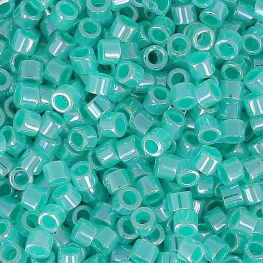 DB0238 Light Crystal Green Aqua Ceylon Lined-Dyed, Size 11/0 Miyuki Delica Beads, 50gm bag DB0238 Light Crystal Green Aqua Ceylon Lined-Dyed, Size 11/0 Miyuki Delica Beads, 50gm bag