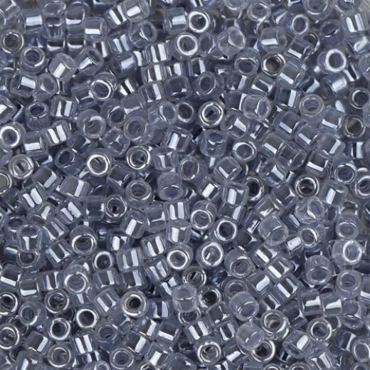DB0242B Crystal Grey Ceylon Lined-Dyed, Size 11/0 Miyuki Delica Beads, 50gm bag DB0242B Crystal Grey Ceylon Lined-Dyed, Size 11/0 Miyuki Delica Beads, 50gm bag