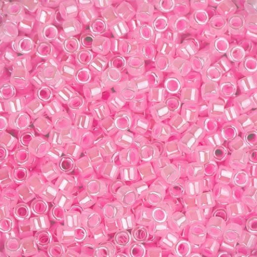 DB0245 Medium Crystal Pink Ceylon Lined-Dyed, Size 11/0 Miyuki Delica Beads, 5.2g approx. DB0245 Medium Crystal Pink Ceylon Lined-Dyed, Size 11/0 Miyuki Delica Beads, 5.2g approx.