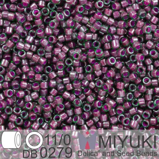 DB0279 Green Maroon Lined-Dyed, Size 11/0 Miyuki Delica Beads, 5.2g approx. DB0279 Green Maroon Lined-Dyed, Size 11/0 Miyuki Delica Beads, 5.2g approx.