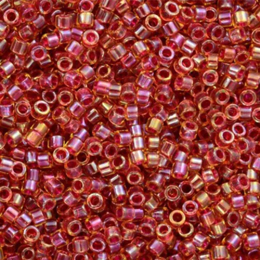 DB0282 Silver Lined Amber Vermillion Dyed, Colour 282 Size 11/0 Miyuki Delica Beads,Apprx 5.2gm DB0282 Silver Lined Amber Vermillion Dyed, Colour 282 Size 11/0 Miyuki Delica Beads,Apprx 5.2gm