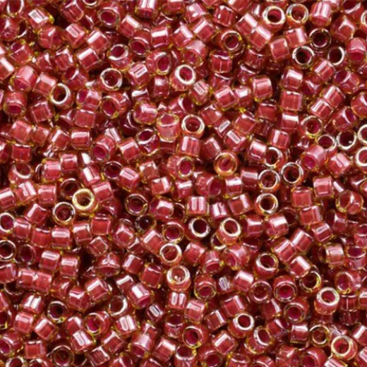 DB0283 Cranberry Lined Peridot Luster, Size 11/0 Miyuki Delica Beads, 5.2g approx. DB0283 Cranberry Lined Peridot Luster, Size 11/0 Miyuki Delica Beads, 5.2g approx.